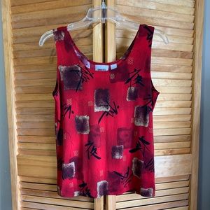 Chicos sz 2 Asian-inspired red print travelers tank